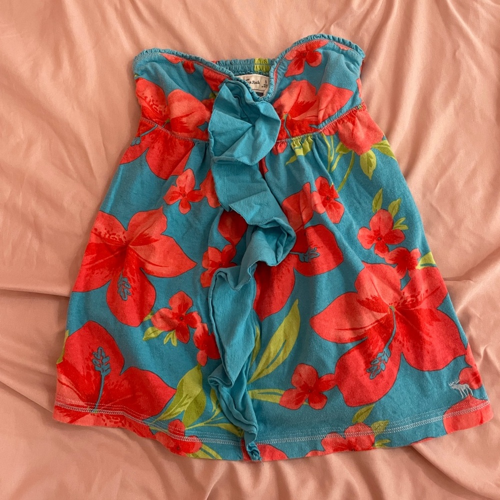 rare vintage abercrombie and fitch babydoll blue and pink floral tube top
